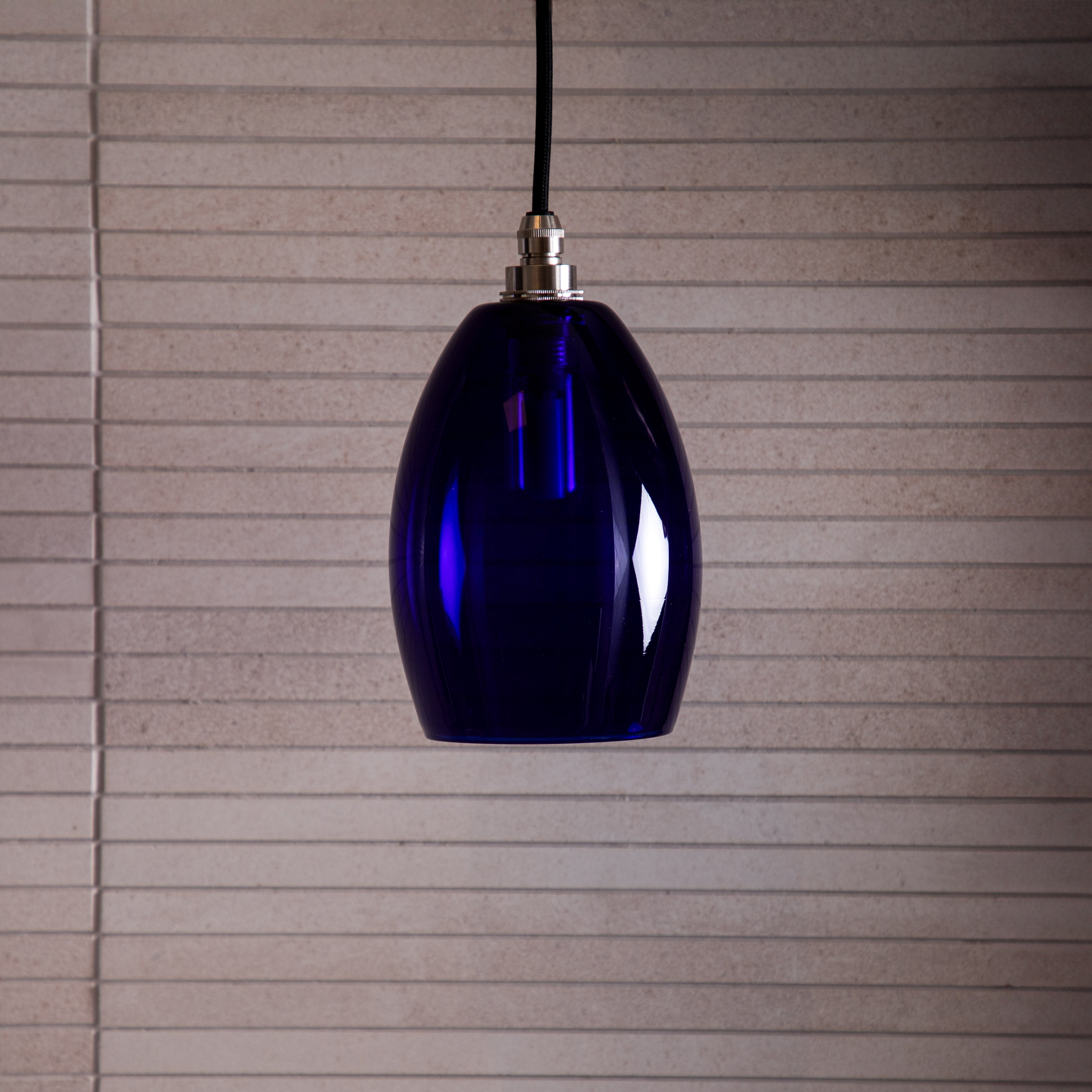 Dark Blue Glass Bertie Bathroom Ip44 Pendant Light Glow Lighting