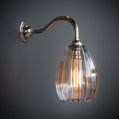 Classic Curved Clear Ribbed Glass Molly Wall Light