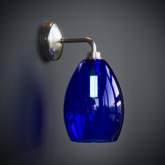 Dark Blue Glass Bertie Bathroom IP44 Wall Light