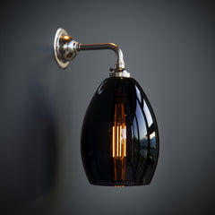 Contemporary Inky Black Glass Bertie Wall Light